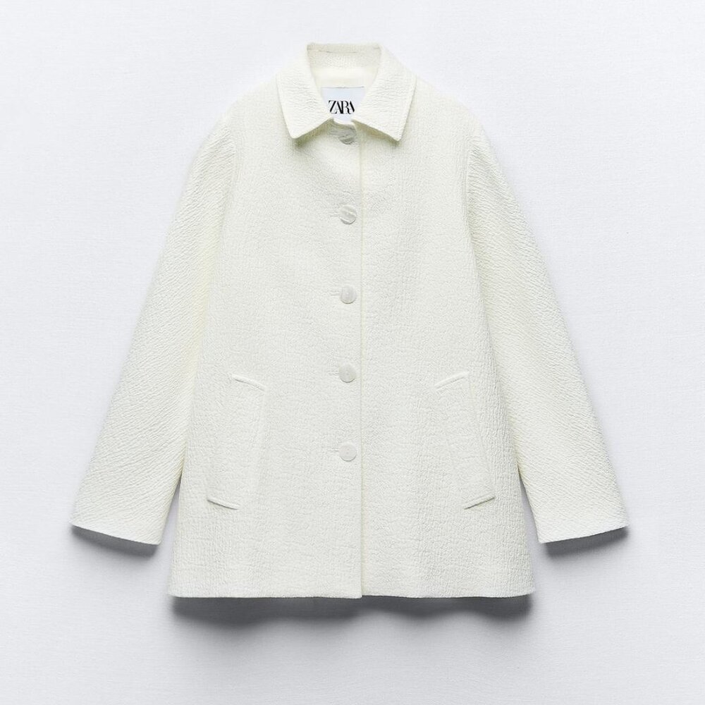Zara Women TEXTURED COAT Size M NEW WITH TAG! - Picture 6 of 9